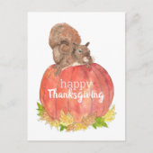 感謝祭のリスとカボチャ ポストカード (正面)