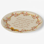 感謝祭のリースの聖書の詩はめっきします9つを ペーパープレート (アングル)