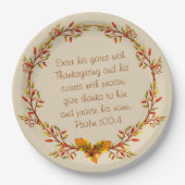 感謝祭のリースの聖書の詩はめっきします9つを ペーパープレート (正面)