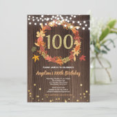 感謝祭のリース誕生日パーティーのディナー金ゴールド 招待状 (スタンド正面)