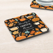 感謝祭のレトロなミッドセンチュリーのカボチャの離れカエデ コースター (左側)