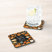 感謝祭のレトロなミッドセンチュリーのカボチャの離れカエデ コースター (右側)