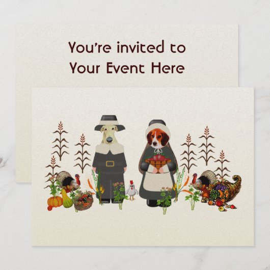 感謝祭のワンコたち 招待状 (正面/裏面)
