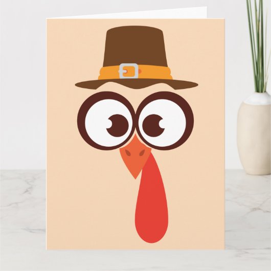 感謝祭の七面鳥かわいいおもしろい間抜け顔漫画 カード (正面)