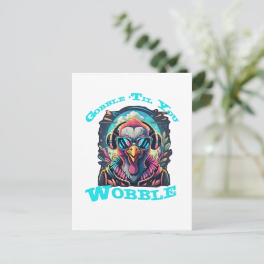 感謝祭の七面鳥のぐらつき ポストカード (スタンド正面)