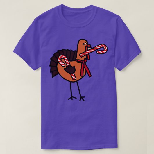 感謝祭の七面鳥のクリスマスキャンディーケーンを開催 Tシャツ (デザイン正面)