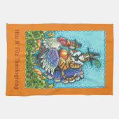 感謝祭の七面鳥のタオルでN'フィッツ巡礼者 キッチンタオル (横)