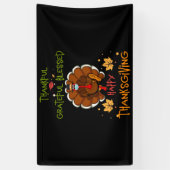 感謝祭の七面鳥の幸せをマスクで 横断幕 (縦)