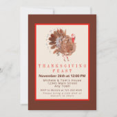 感謝祭の七面鳥の水色 招待状 (正面)