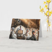 感謝祭の七面鳥の看板おもしろい カード (黄色い花)