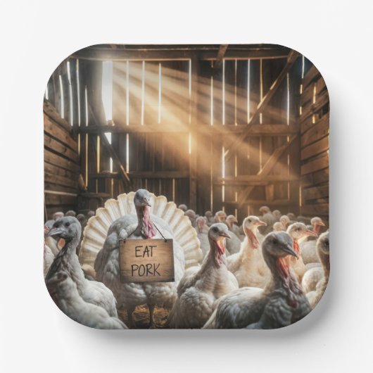 感謝祭の七面鳥の看板おもしろい ペーパープレート (正面)