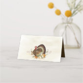 感謝祭の七面鳥の緑の葉葉 プレイスカード (正面)