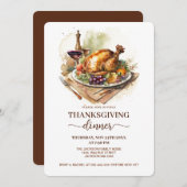 感謝祭の七面鳥の食事 秋 感謝のパーティー 招待状 (正面/裏面)