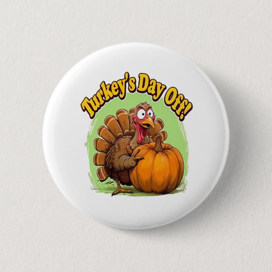 感謝祭の七面鳥のTシャツ 缶バッジ (正面)