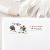 感謝祭の七面鳥を持つかわいいヴィンテージの子どもたち ラベル (インサイチュ)