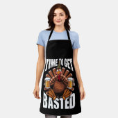 感謝祭の七面鳥を潤す時間 タイム ビール エプロン (着用した状態)
