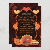 感謝祭の七面鳥カボチャパイ 招待状 (正面/裏面)