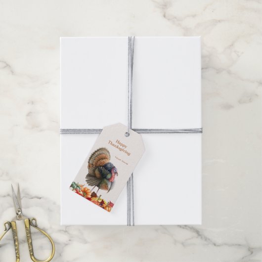 感謝祭の七面鳥ギフトタグ ギフトタグ (より糸付き)
