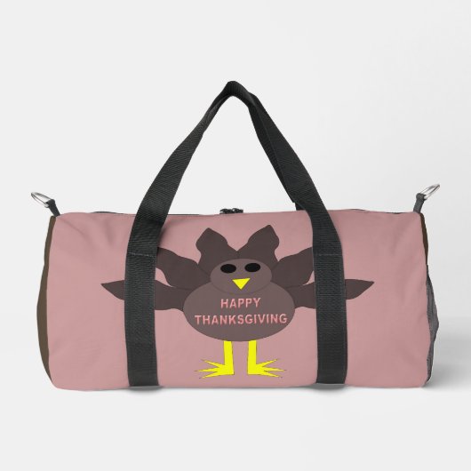 感謝祭の七面鳥パターン（の模様が）ある ダッフルバッグ (正面)