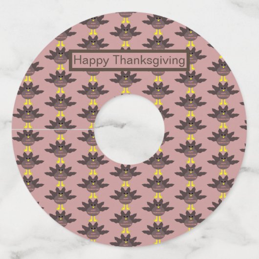 感謝祭の七面鳥パーソナライズされた ワイングラスタグ (正面)