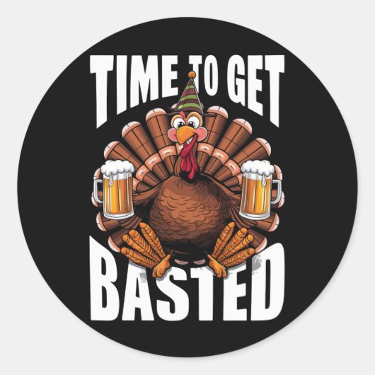 感謝祭の七面鳥ビールを飲む時間 ラウンドシール (正面)