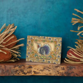 感謝祭の七面鳥ユニコーン，フォークアートファンタジーバード フォトプラーク (側面)