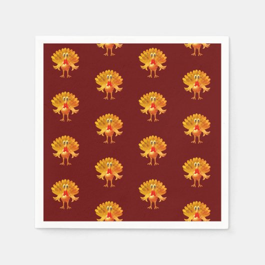 感謝祭の七面鳥、感謝祭の日 スタンダードカクテルナプキン (正面)