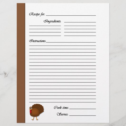 感謝祭の両面レシピ・ページ (裏面)