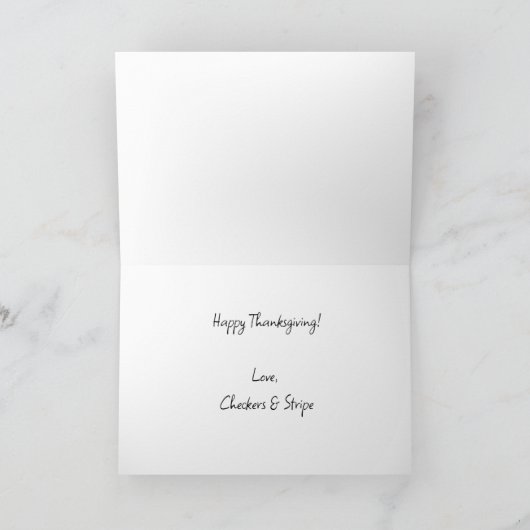 感謝祭の中の猫とひまわり カード (内部)