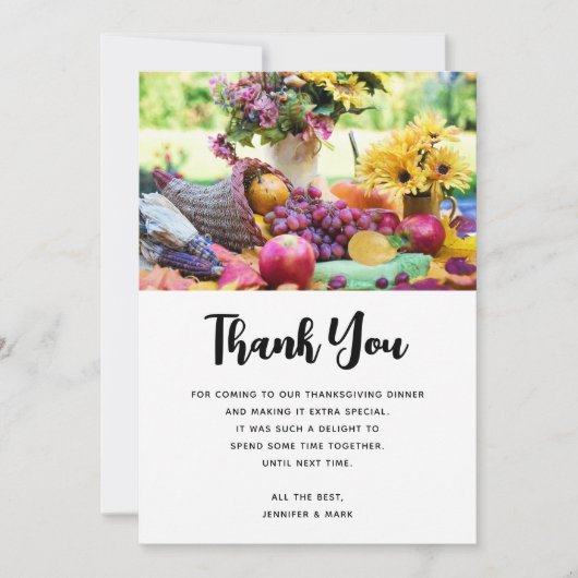 感謝祭の休日の秋の収穫表 サンキューカード (正面)