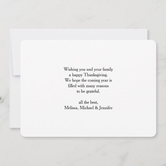 感謝祭の休日の秋の収穫表 シーズンカード (裏面)