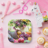 感謝祭の休日の秋の収穫表 ペーパープレート (パーティー)