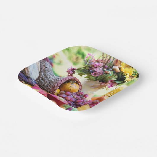 感謝祭の休日の秋の収穫表 ペーパープレート (傾斜あり)