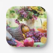 感謝祭の休日の秋の収穫表 ペーパープレート (正面)