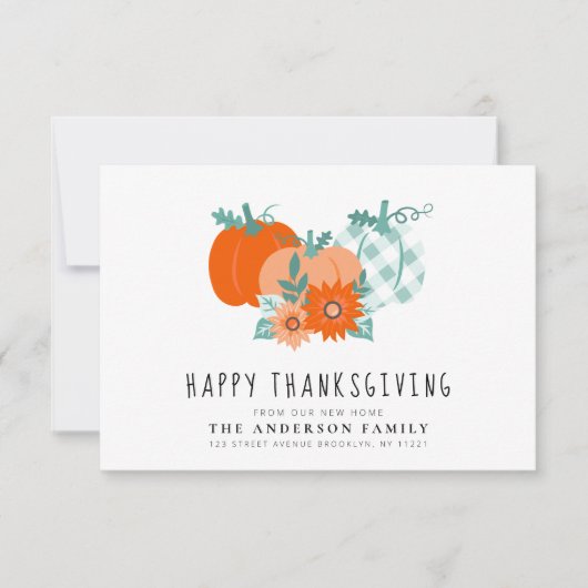 感謝祭の休日引っ越しのお知らせ サンキューカード (正面)