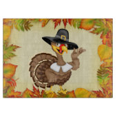 感謝祭の休暇の七面鳥のガラスまな板 カッティングボード (正面)