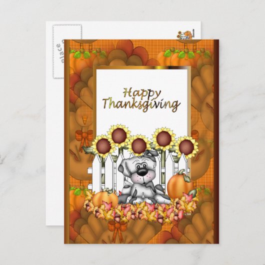 感謝祭の休暇の犬はがき シーズンポストカード (正面/裏面)