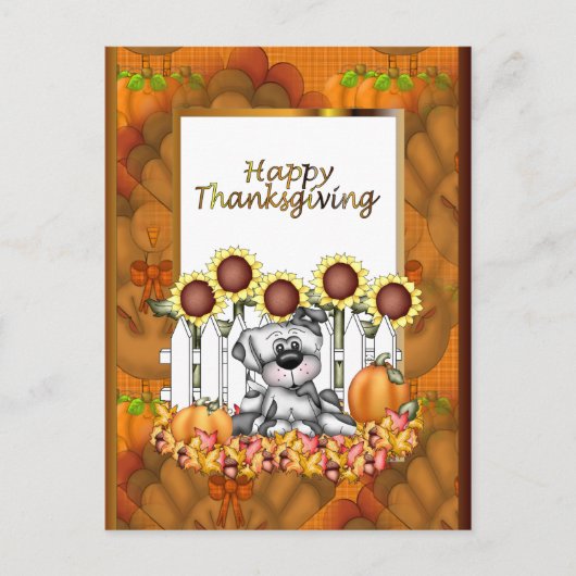 感謝祭の休暇の犬はがき シーズンポストカード (正面)
