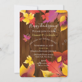 感謝祭の休暇の秋のかえでは水彩画を去ります 招待状