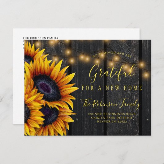 感謝祭の住所の変更の新しい家の移動 案内ポストカード (正面/裏面)