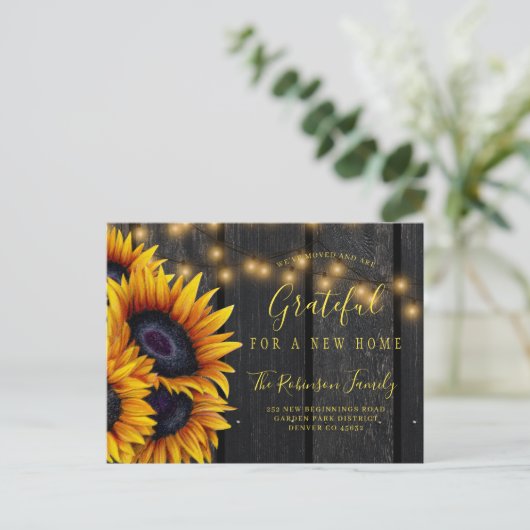 感謝祭の住所の変更の新しい家の移動 案内ポストカード (スタンド正面)