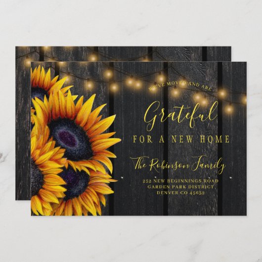 感謝祭の住所の変更の新しい家の移動 案内状 (正面/裏面)