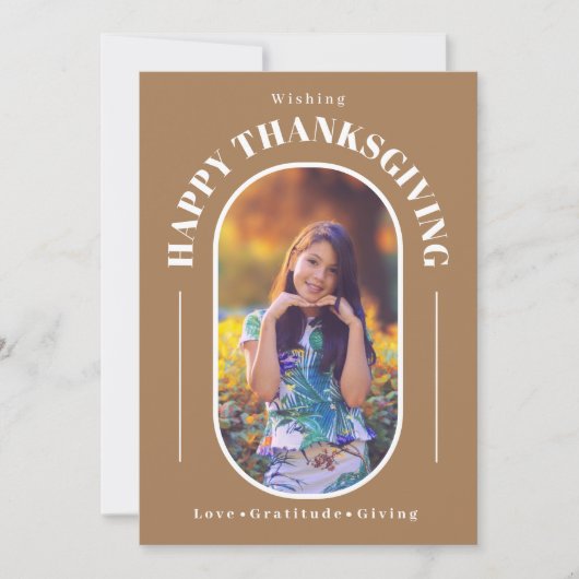 感謝祭の写真モダン灰 シーズンカード (正面)