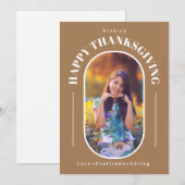 感謝祭の写真モダン灰 シーズンカード (正面/裏面)