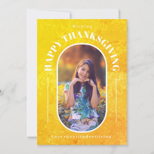感謝祭の写真モダン黄 シーズンカード (正面)