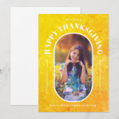 感謝祭の写真モダン黄 シーズンカード (正面/裏面)