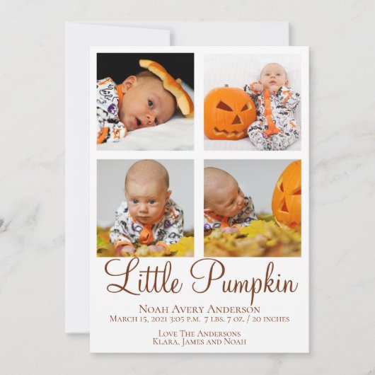 感謝祭の写真 出生発表 招待状 (正面)