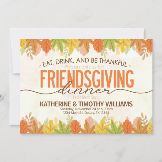 感謝祭の友情を与える休暇トルコinvitati 招待状 (正面)