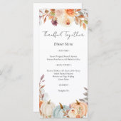 感謝祭の友情ディナー メニュー (正面/裏面)