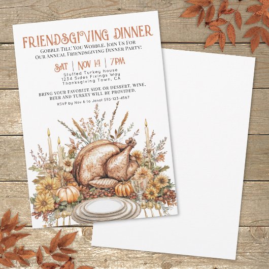感謝祭の友情ディナー 招待状